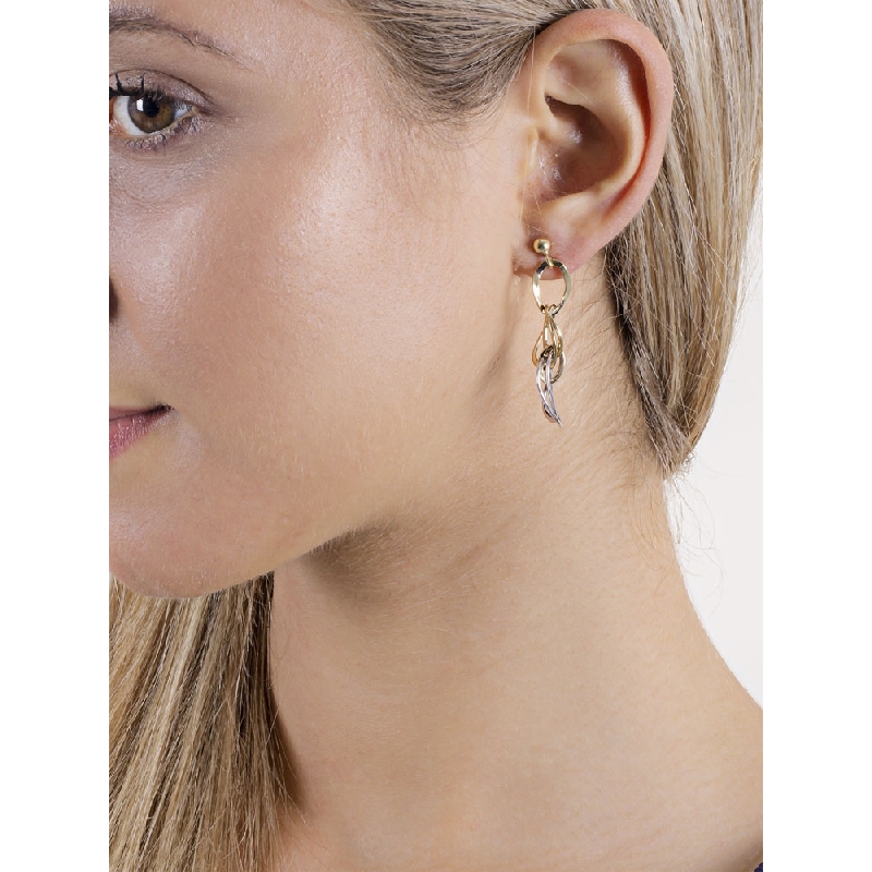 Boucles d’oreilles en or jaune et blanc 18k avec pendants ronds