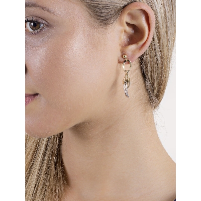 Boucles d’oreilles en or jaune et blanc 18k avec pendants ronds