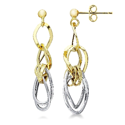 Boucles d’oreilles en or jaune et blanc 18k avec pendants ronds