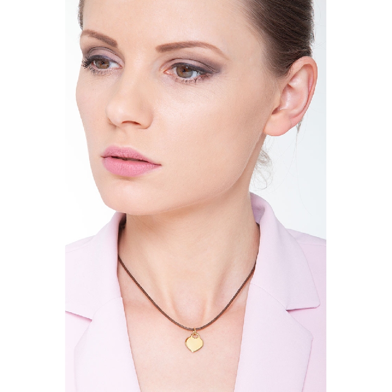 Pendentif cœur plat en or jaune 18k