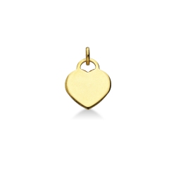 Pendentif cœur plat en or jaune 18k