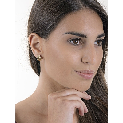 Boucles d’oreilles ovales en or jaune et blanc 18k diamanté