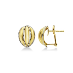 Boucles d’oreilles ovales en or jaune et blanc 18k diamanté