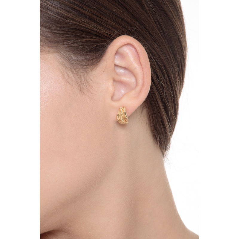Boucles d’oreilles en or jaune 18k au design ondulé