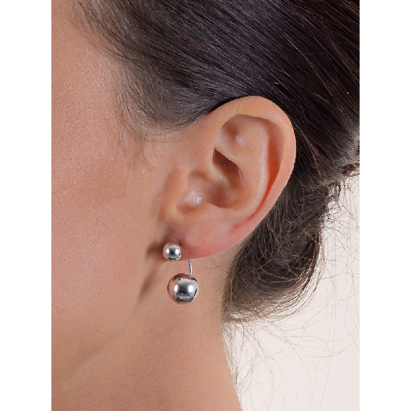 Boucles d'oreilles sphériques en or blanc 18k Boucles d'oreilles sphériques en or blanc 18k