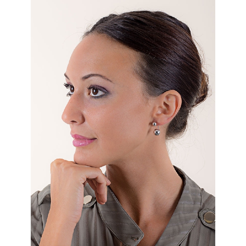 Boucles d'oreilles sphériques en or blanc 18k Boucles d'oreilles sphériques en or blanc 18k