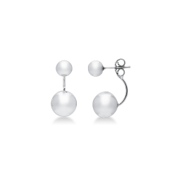 Boucles d'oreilles sphériques en or blanc 18k
