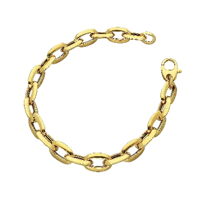 Bracelet pour femme en or jaune 18k avec mailles chaîne
