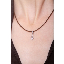 Pendentif Clé de Sol en Or Blanc 18K avec Zircons 2