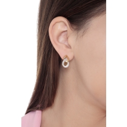 Boucles d’oreilles en or jaune et blanc 18 carats avec zircons 2