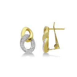 Boucles d’oreilles en or jaune et blanc 18 carats avec zircons