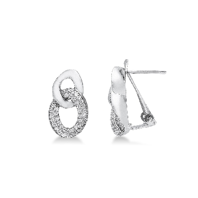 Boucles d’oreilles en or blanc 18k et zircons