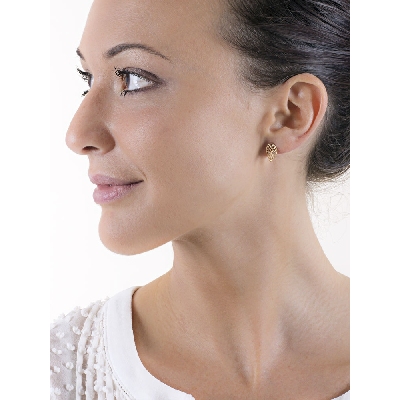 Boucles d'oreilles design filigrane ovales en or jaune et blanc 18k