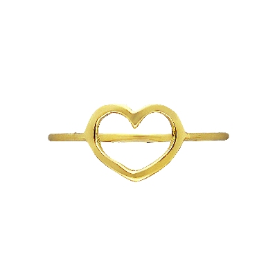 Bague en or jaune 18k avec un délicat cœur stylisé