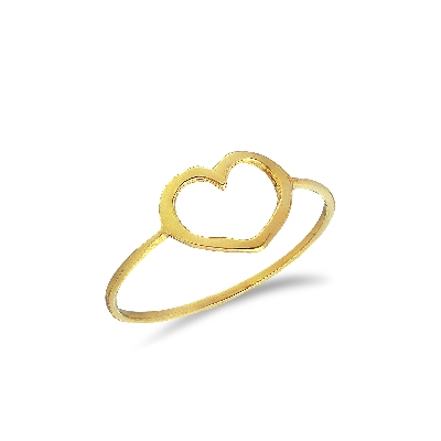 Bague en or jaune 18k avec un délicat cœur stylisé