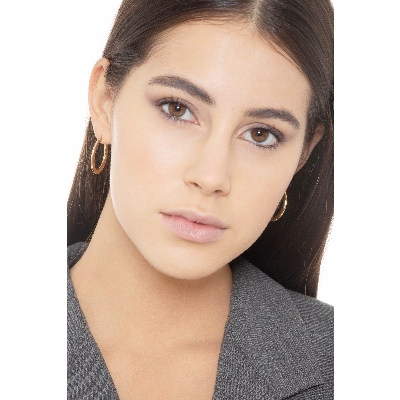 Boucles d’oreilles ovales tube creux en or jaune 18k