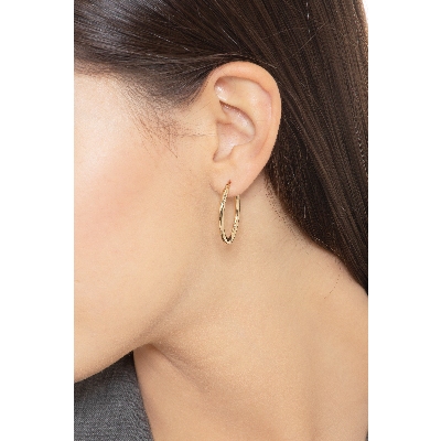 Boucles d’oreilles ovales tube creux en or jaune 18k
