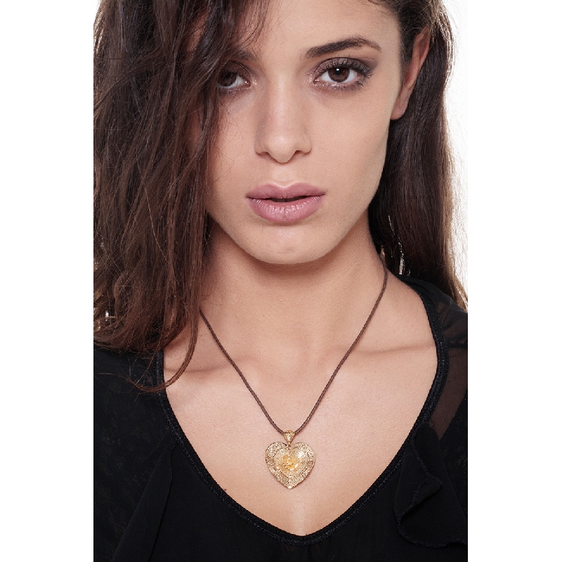 Pendentif cœur en or jaune 18k