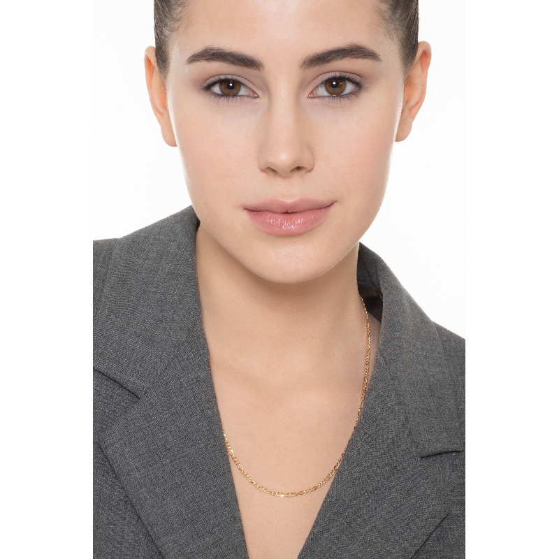 Collier en Or Jaune 18k maille gourmette plate 50 cm