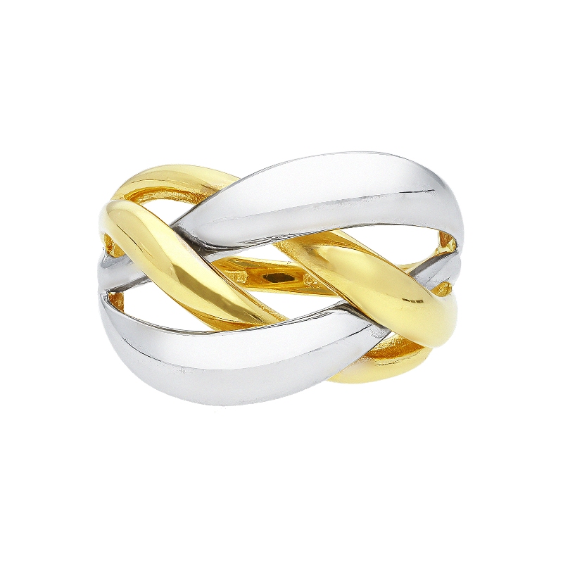 Bague entrelacée en or blanc et or jaune 18k Bague entrelacée en or blanc et or jaune 18k