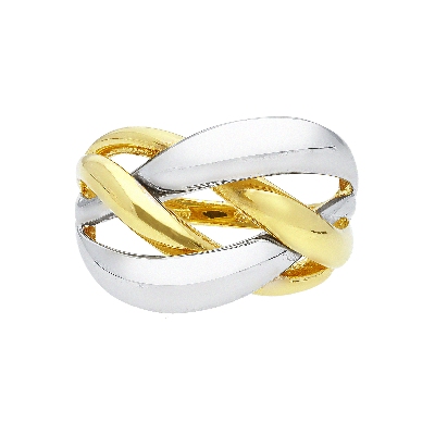 Bague entrelacée en or blanc et or jaune 18k