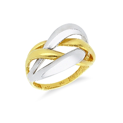 Bague entrelacée en or blanc et or jaune 18k
