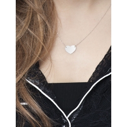 Collier en or blanc 18k avec pendentif coeur plat 2