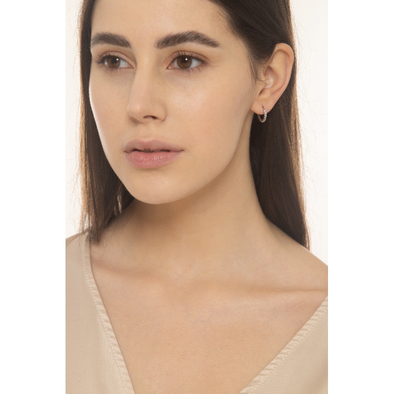 Boucles d’oreilles créoles en Or Blanc 18k avec zircones 1,2 cm