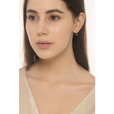 Boucles d’oreilles créoles en Or Blanc 18k avec zircones 1,2 cm