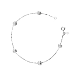 Bracciale in Oro Bianco 18k con inserti a cuore diamantati.