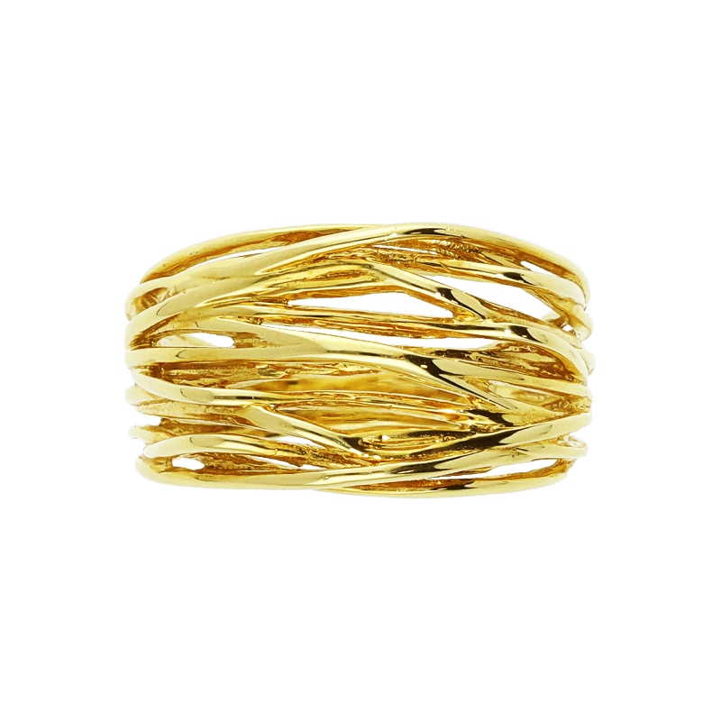 Bague en or jaune 18k avec fils ondes entrelaces Bague en or jaune 18k avec fils ondes entrelaces