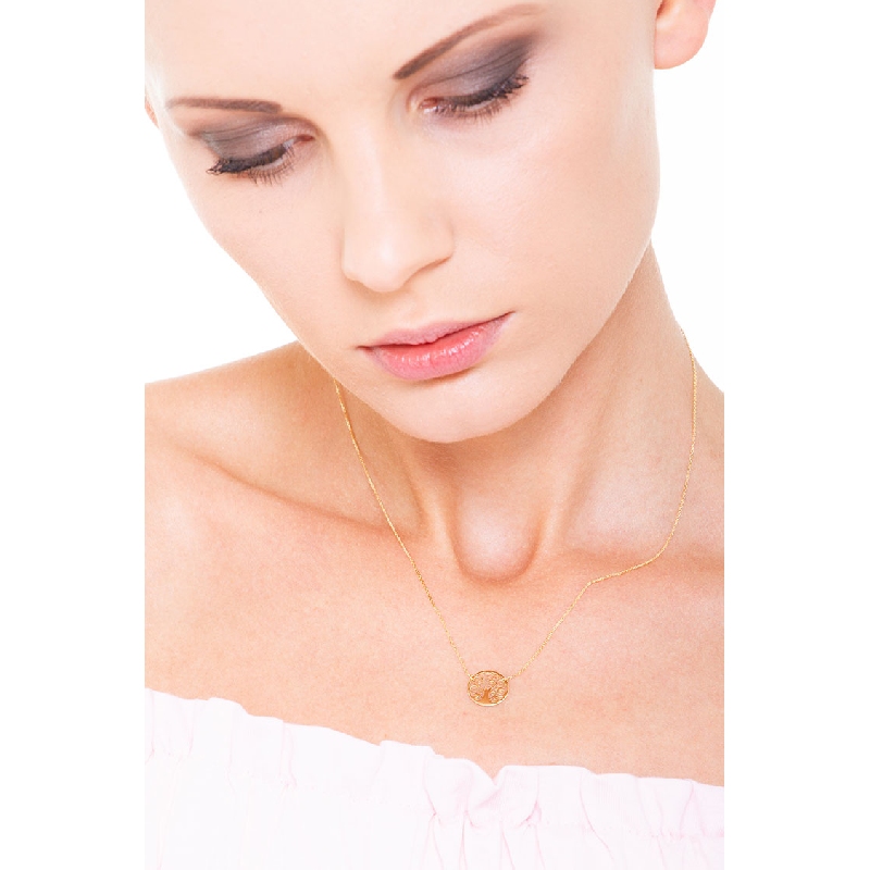 Collier avec pendentif arbre de vie en or jaune 18k