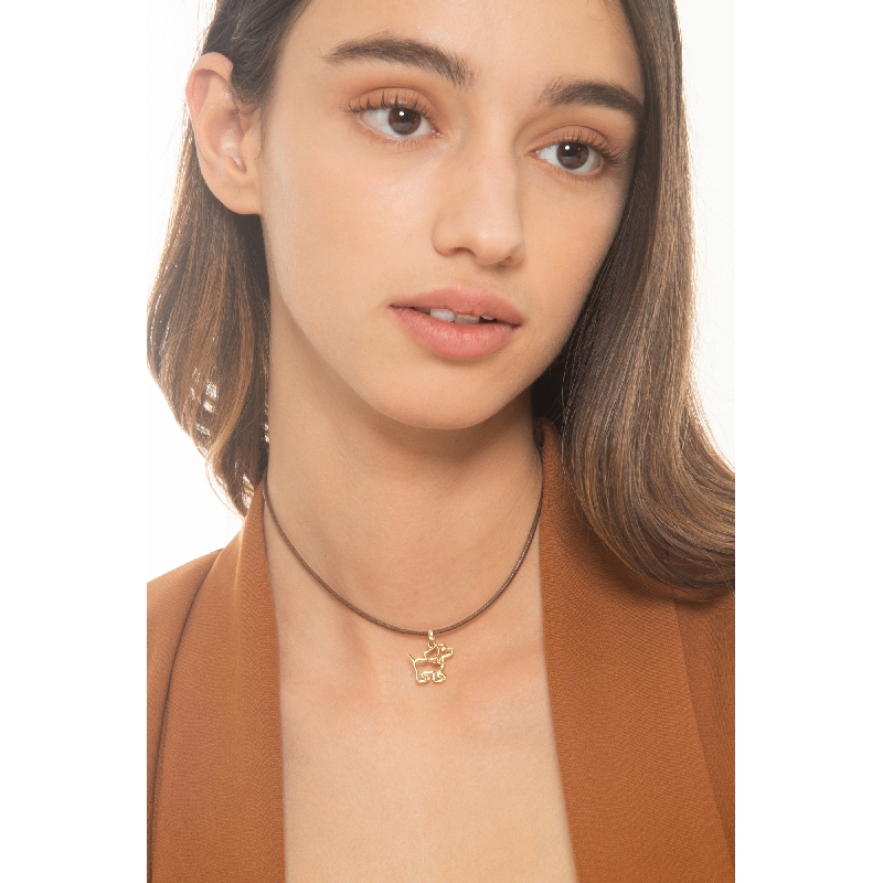 Pendentif chien stylisé en or jaune 18k