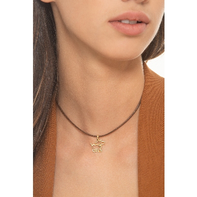 Pendentif chien stylisé en or jaune 18k