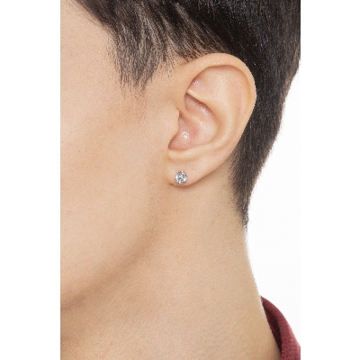 Mono boucle d'oreille en or blanc 18 carats avec zircon