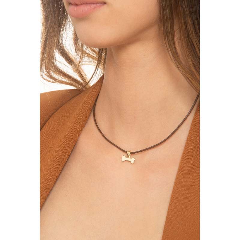 Pendentif en or jaune 18k avec os personnalisable