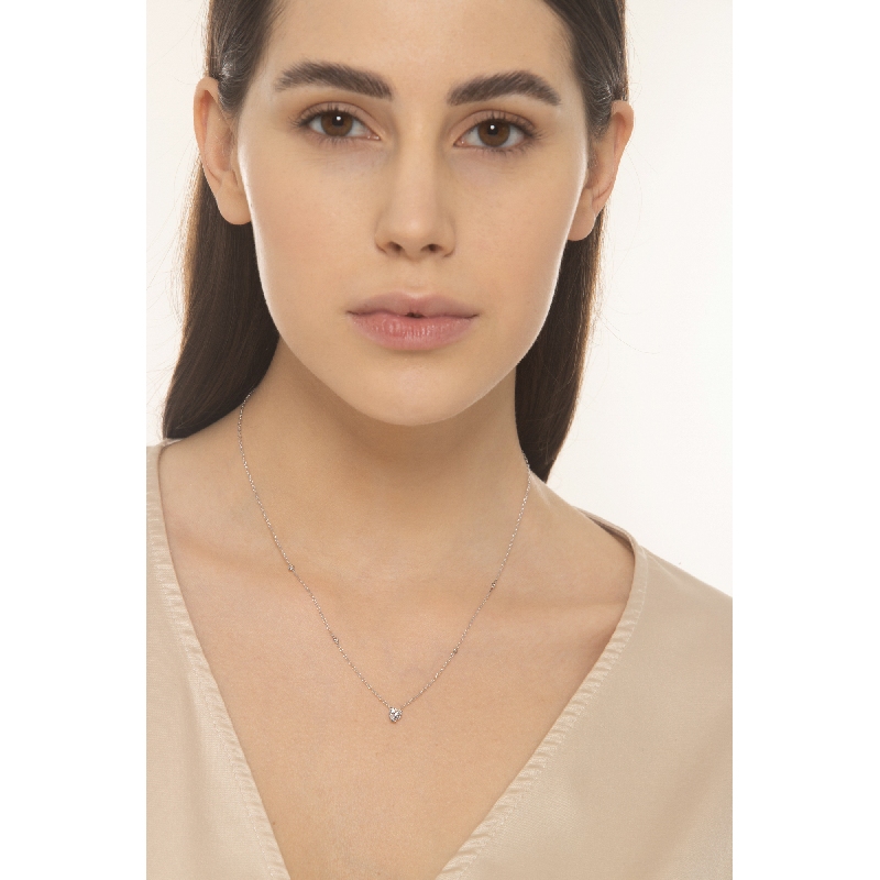 Collier rolò en or blanc 18k avec zircon