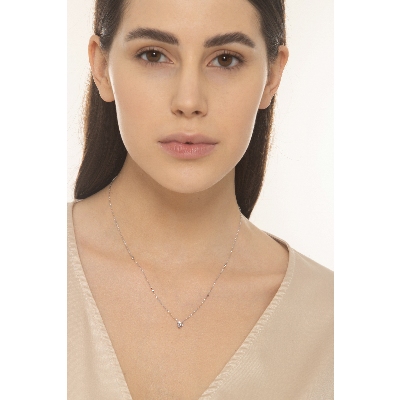 Collier rolò en or blanc 18k avec zircon