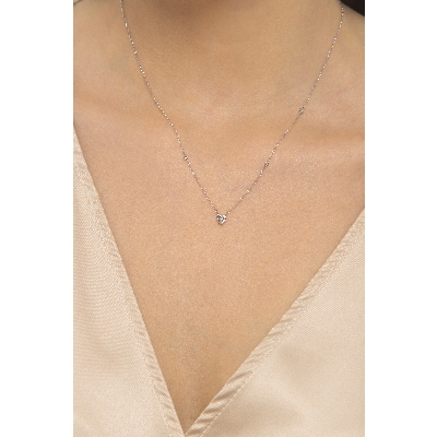 Collier rolò en or blanc 18k avec zircon