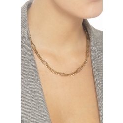 Collier en or jaune 18k avec maillons groumette alternés 2