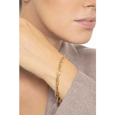 Bracelet gourmette avec ovales en or jaune 18k