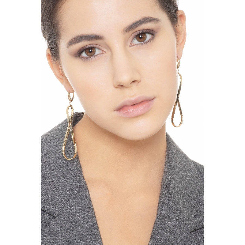 Boucles d’oreilles ovales ondulées or jaune 18k