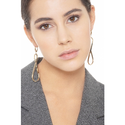 Boucles d’oreilles ovales ondulées or jaune 18k