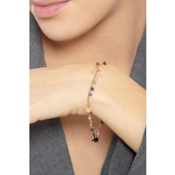 Bracelet en or jaune 18k avec charms et perles colorées 2