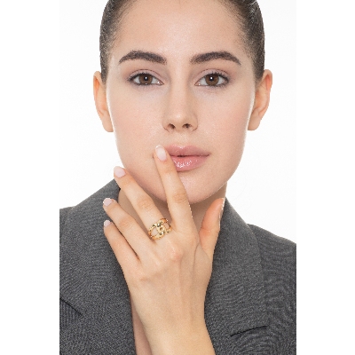 Bague entrelacee en or jaune 18k