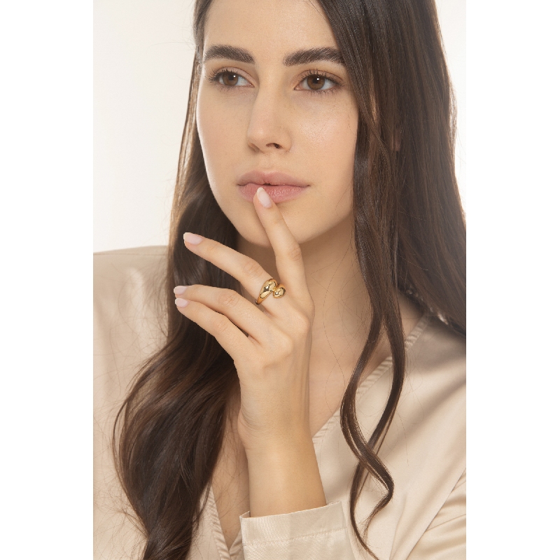 Anneau contrarié tu y yo en or jaune 18k Anneau contrarié tu y yo en or jaune 18k