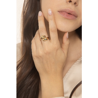 Anneau contrarié tu y yo en or jaune 18k