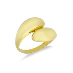 Anneau contrarié tu y yo en or jaune 18k