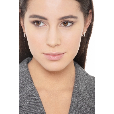 Boucles d’oreilles femme rectangulaires en or blanc 750