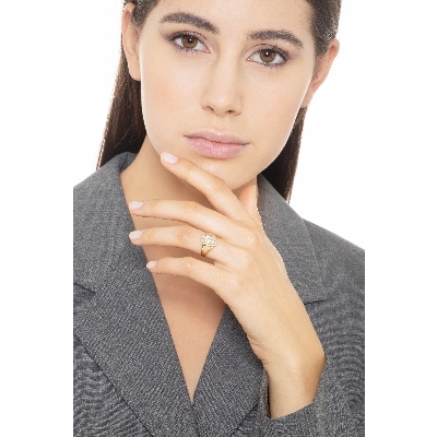 Anneau petit doigt en or jaune 18k pavé de zircons